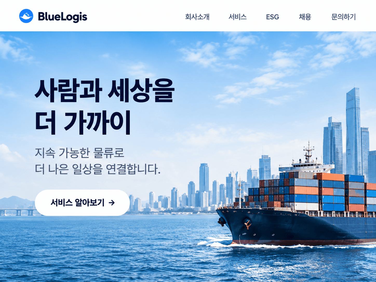 기업형 다중페이지 홈페이지 예시 화면